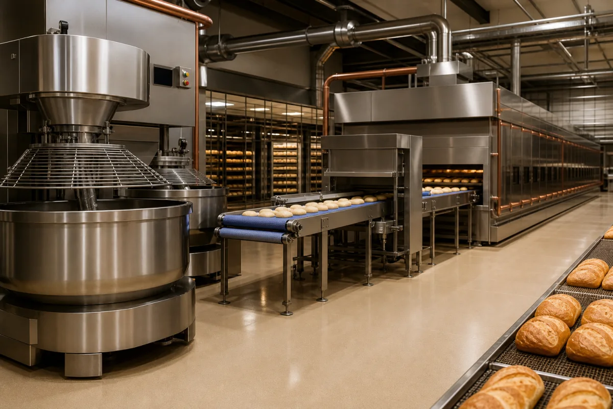 Automated industrial bakery production line