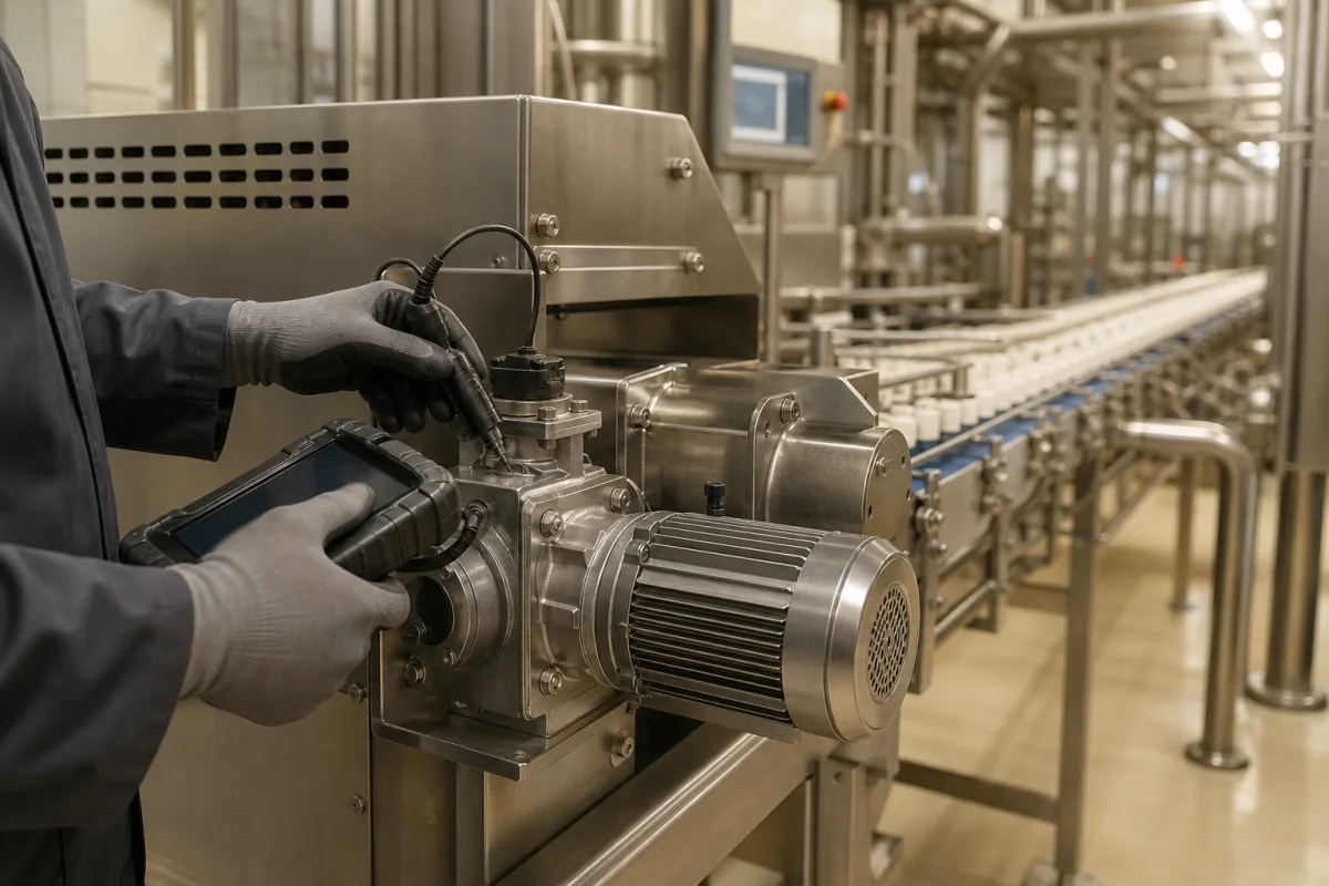 Precision diagnostics on industrial food machinery